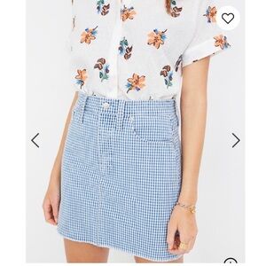 Madewell Blue Checkered Mini Skirt